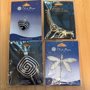 NWT Blue Moon 3 Metal and 1 Glass Jewelry Making Pendants